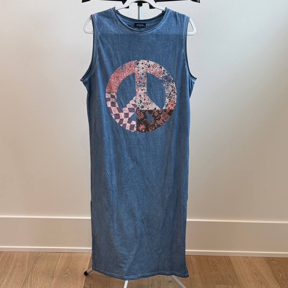 Zutter Blue Peace Graphic Midi Dress